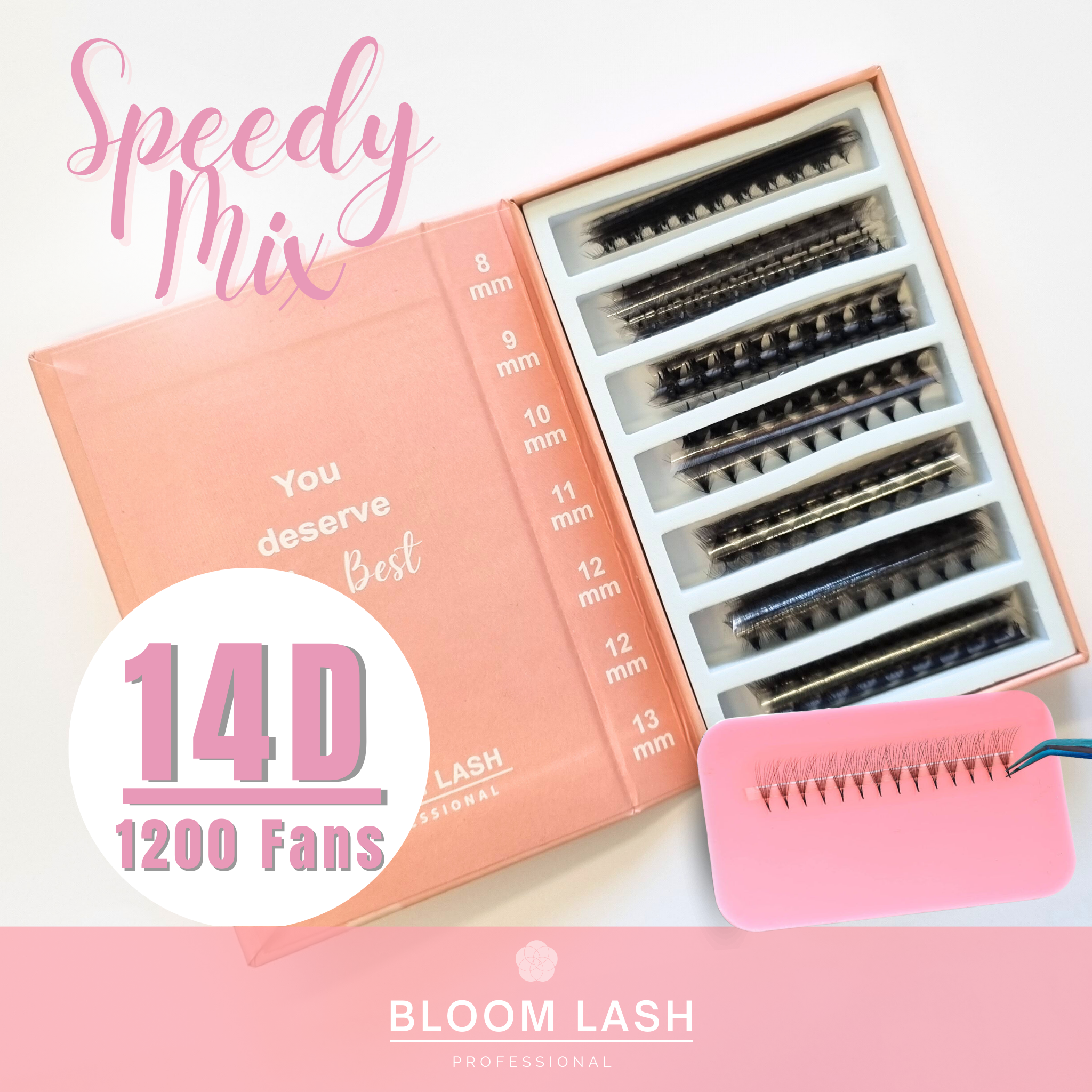 14D Wimpernfächer für Wimpernverlängerung als Mixbox 8mm-13mm